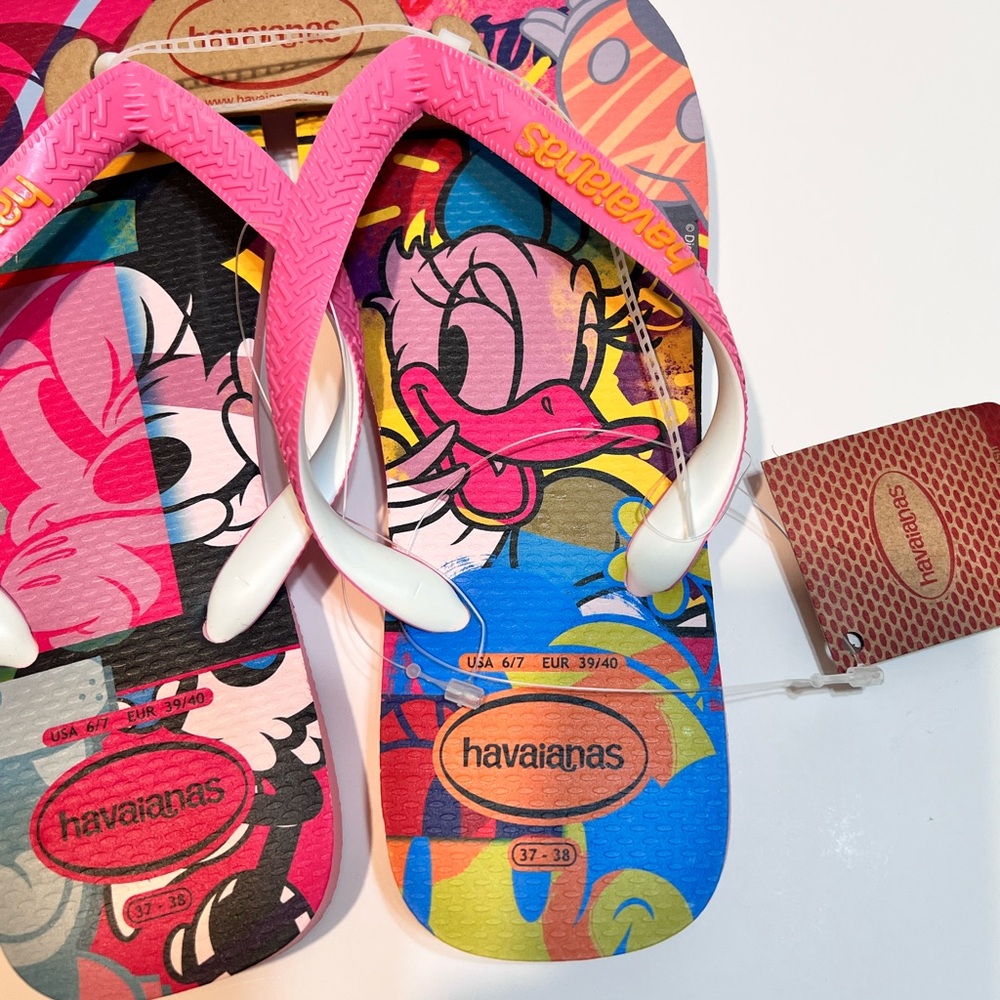NWT HAVAIANAS Minnie & Daisy Duck Flip Flops  SZ 6-7 / 37-38 - Picture 8 of 16